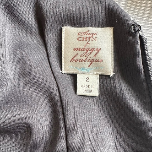 Suzi Chin Maggy Boutique Burnout Bodice Stretch Satin Sheath Dress NWT - Picture 6 of 9